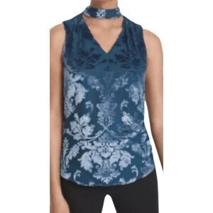 White House Black Market Navy Choker Blouse